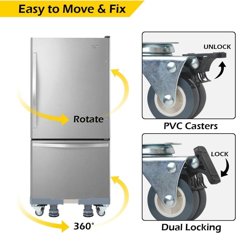 Maxworks Washing Machine Base Stand with 4 Locking Wheels & 8 Strong Feet, Adjustable Flat Dolly Cart Mobile Base for Washer, Dryer, Refrigerator, Furniture and Appliance - 660 lbs Capacity - Image 3